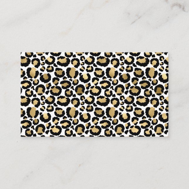 Monochromatic Leopard Spots Wild Glam Fashionable Business Card (Front)