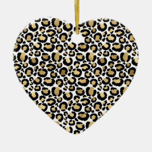 Monochromatic Leopard Spots Wild Glam Fashionable Ceramic Tree Decoration