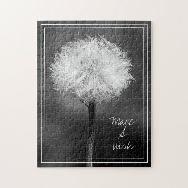 Monochromatic Make a Wish Dandelion Puzzle (Vertical)