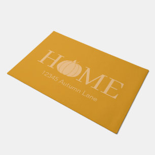 Monochromatic Marigold HOME Pumpkin Typography Doormat