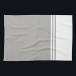 Monochromatic Modern White and grey Tea Towel<br><div class="desc">Upgrade your kitchen's aesthetic with our Monochromatic Modern White and Grey Kitchen Towel. This towel isn't just a functional piece for your kitchen; it's a stylish accessory that adds a touch of contemporary elegance. The design features simple yet chic striped bars, creating a look that is both modern and timeless....</div>