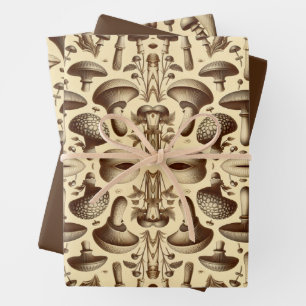 Monochromatic Mushrooms Wrapping Paper Sheet
