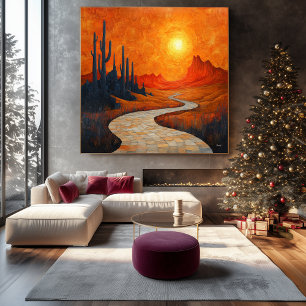 Monochromatic Orange Abstract Desert Landscape Canvas Print