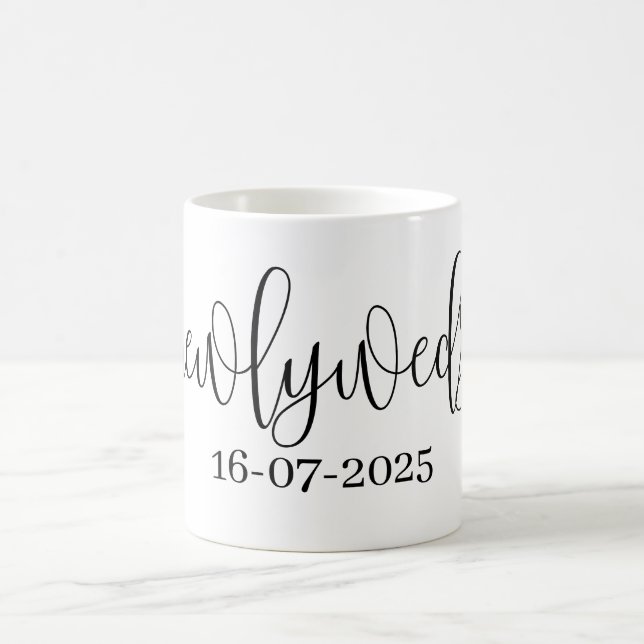 Monochromatic Personalised Wedding Date Mug (Center)