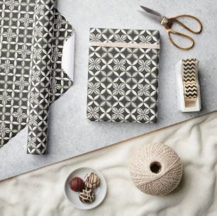Monochromatic Petal Geometry Pattern Wrapping Paper