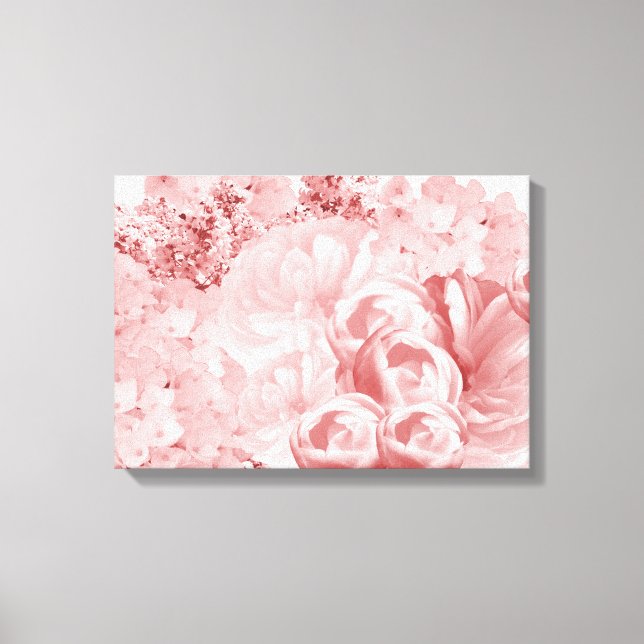 Monochromatic Pink Floral Canvas Print (Front)