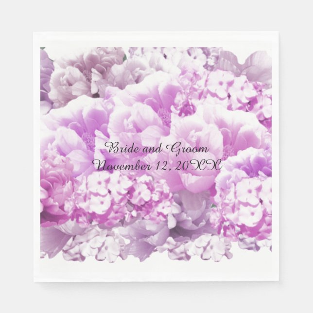 Monochromatic Pink Floral Wedding Paper Napkins (Front)