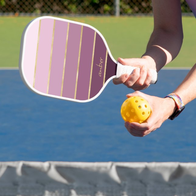 Monochromatic Pink Gradient | Gold Personalisation Pickleball Paddle (Insitu)