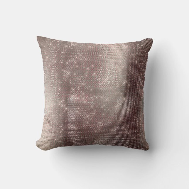 Monochromatic Pink Gray Metallic Sparkly Sequin Cushion (Front)
