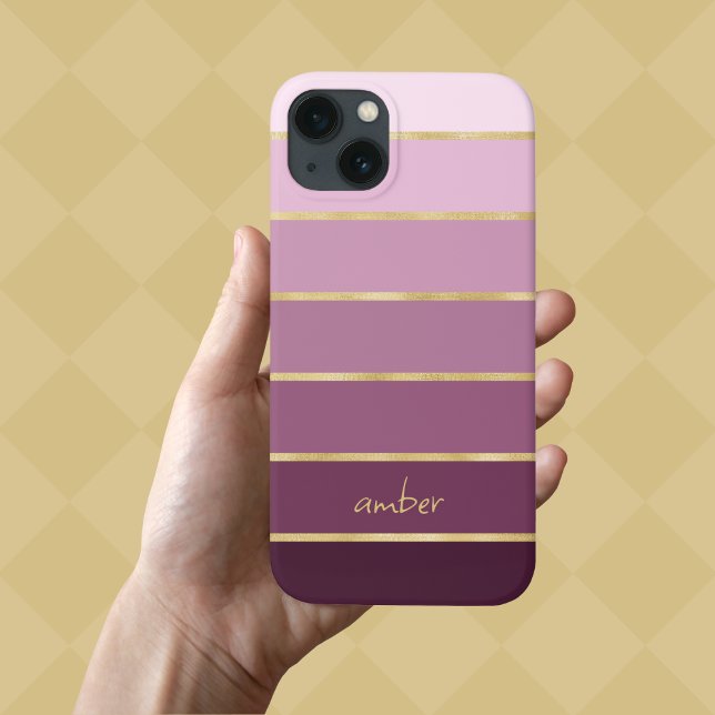 Monochromatic Pink with Gold Personalisation Case- Case-Mate iPhone Case (Creator Uploaded)