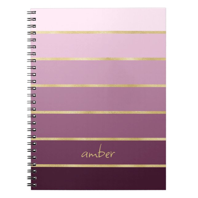 Monochromatic Pink with Gold Personalisation Notebook (Front)