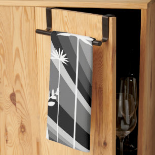 Monochromatic Plant Print  Tea Towel