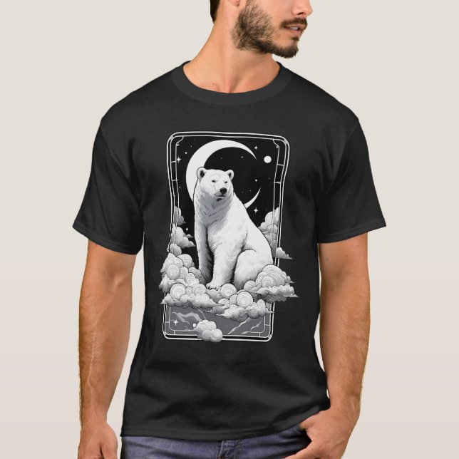 Monochromatic Polar Bear In Night T-Shirt (Front)