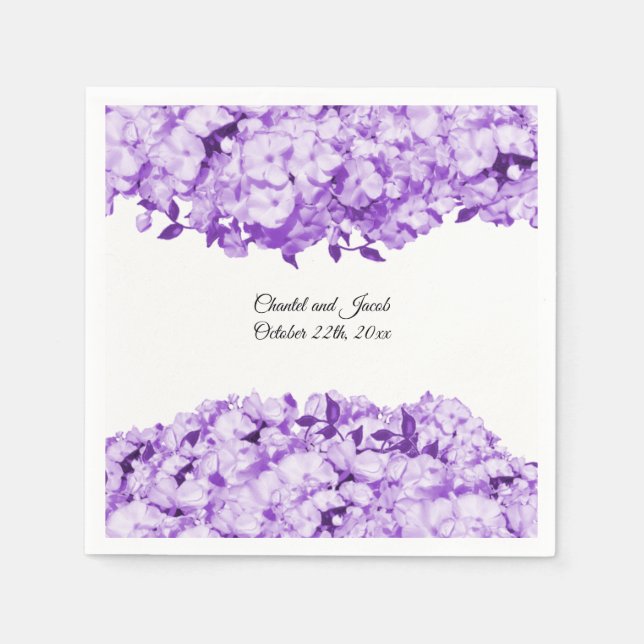 Monochromatic Purple Flower Wedding Paper Napkins (Front)