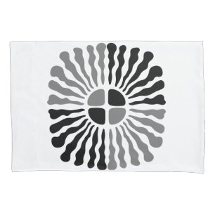 Monochromatic Radiance Sunburst of Flowing Black Pillowcase