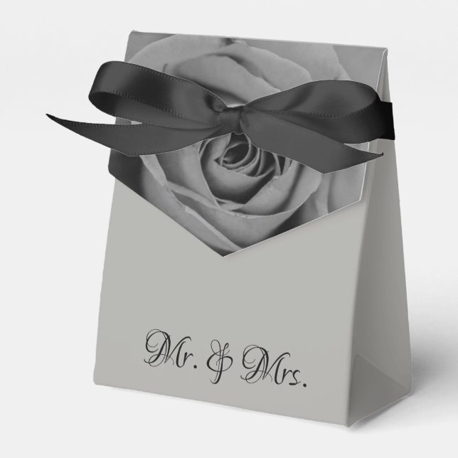 Monochromatic Rose Mr. & Mrs. Tent Favour Box (Front Side)