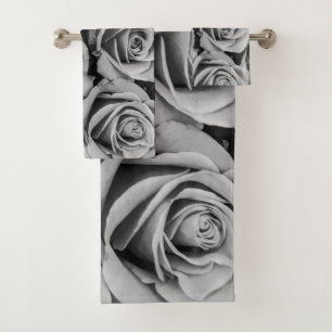 Monochromatic Roses Bathroom Towel Set