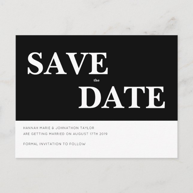 Monochromatic - Save the Date Announcement Postcard (Front)