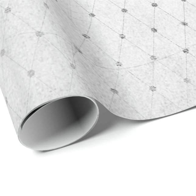 Monochromatic Silver Dots Net Gray Diamond Old Wrapping Paper (Roll Corner)