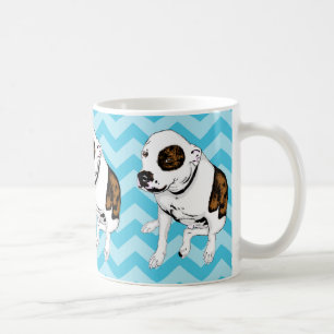 Monochromatic Teal Chevron Pit Bull Terrier Mug