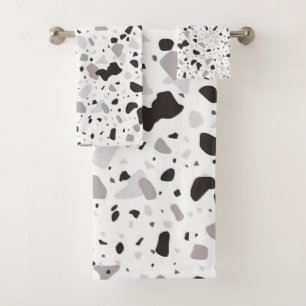 Monochromatic Terrazzo Pattern Bath Towel Set