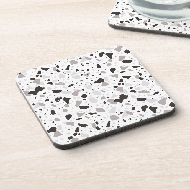 Monochromatic Terrazzo Pattern Coaster (Left Side)