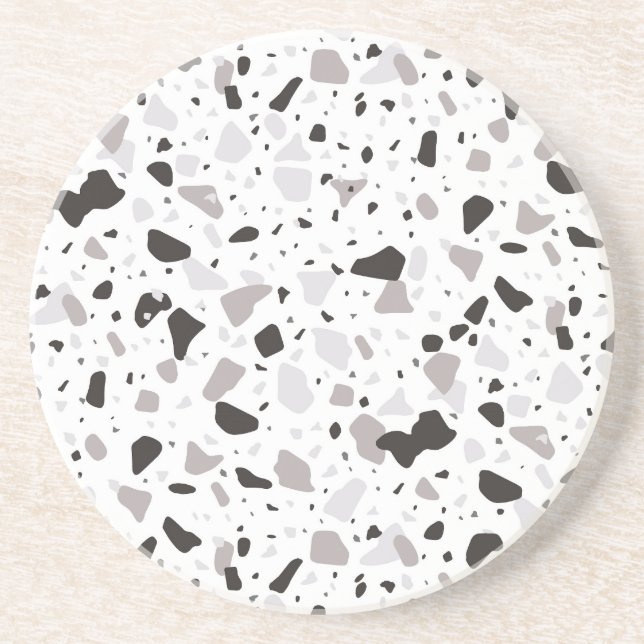Monochromatic Terrazzo Pattern Coaster (Front)