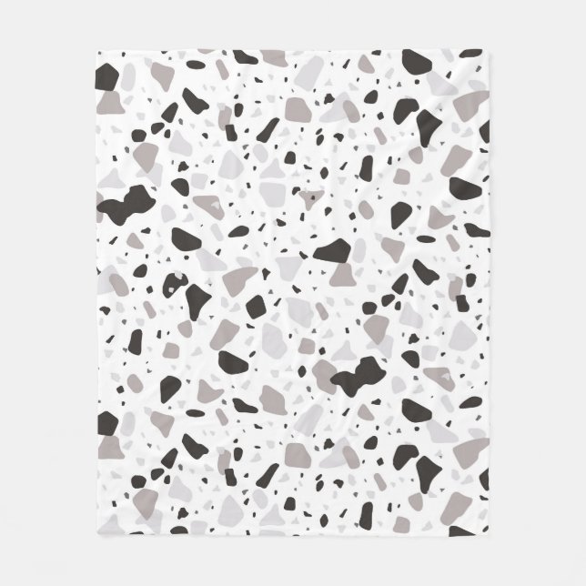 Monochromatic Terrazzo Pattern Fleece Blanket (Front)