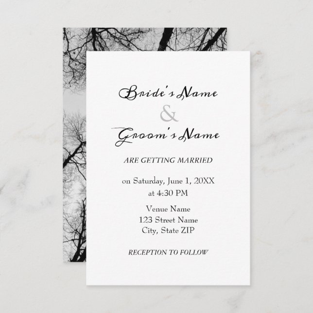 Monochromatic treetops wedding invitation (Front/Back)