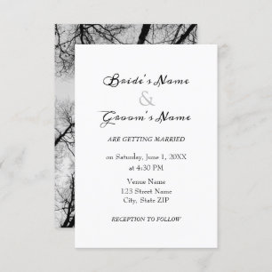 Monochromatic treetops wedding invitation