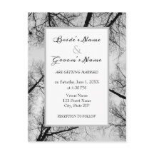 Monochromatic treetops wedding invitation