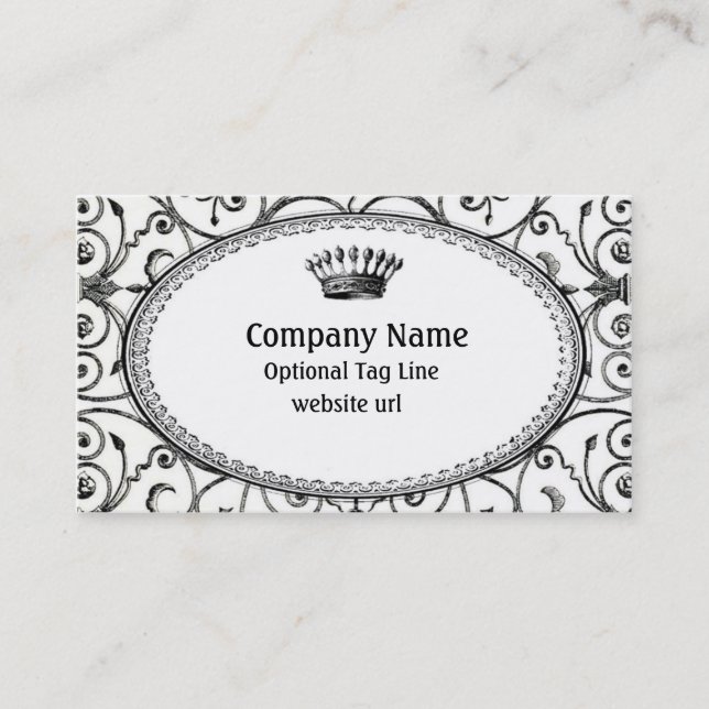 Monochromatic Vintage Crown Business Card (Front)