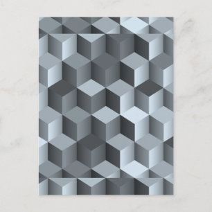 Monochrome 3D Cube Design Postcard
