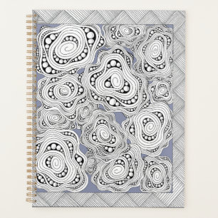 Monochrome Abstract Floral Notebook Planner