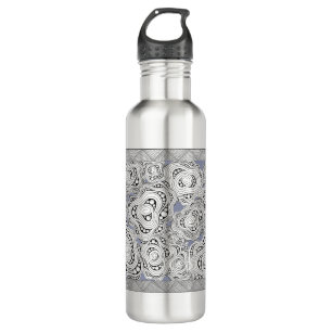 Monochrome Abstract Flowers Thermal Tumbler 710 Ml Water Bottle
