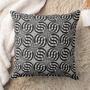 Monochrome Abstract Grey And Black Modern Cushion