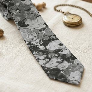 Monochrome Abstract Ink Splatter Tie