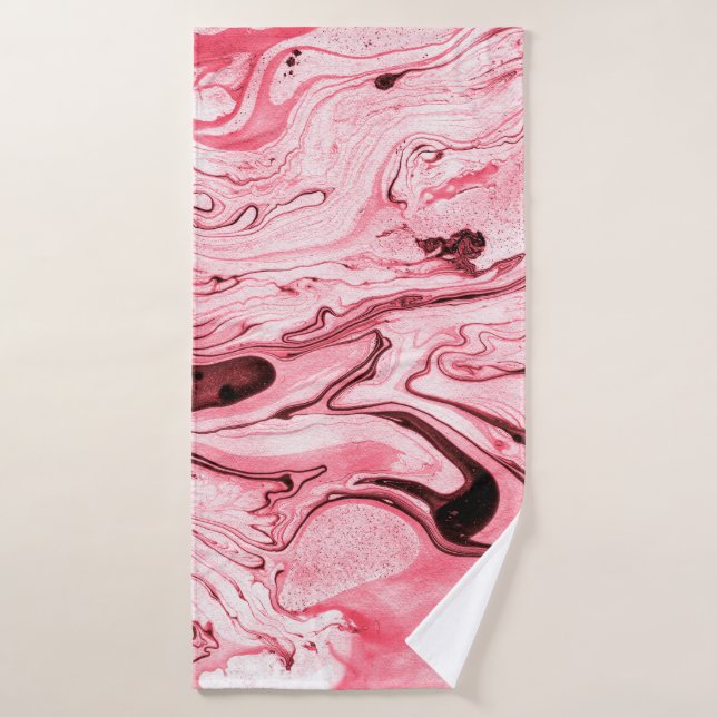 Monochrome Abstract Water Paintbrush,Red Futuristi Bath Towel (Bath Towel)