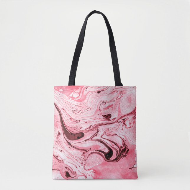 Monochrome Abstract Water Paintbrush,Red Futuristi Tote Bag (Front)