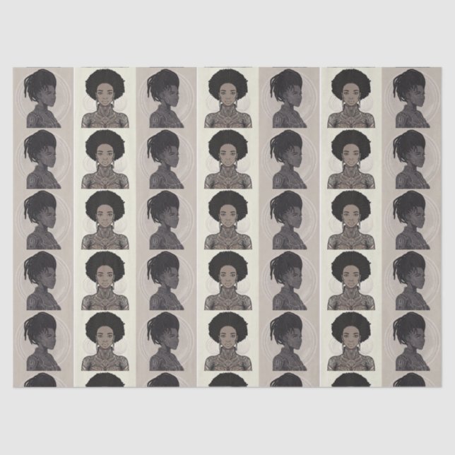 Monochrome Afrofuturist Queens Tissue Paper (Front)