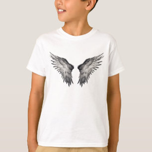 Monochrome Angel Wings Gothic Art for Kids T-Shirt