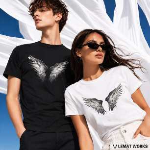Monochrome Angel Wings Gothic Unisex T-Shirt