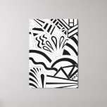 Monochrome Art Deco Design. Canvas Print<br><div class="desc">A black and white abstract pattern design with an art deco style. A stylish design with a retro look. This image has grey lines with black and white shapes.</div>