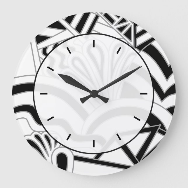 Monochrome Art Deco Design. Large Clock (Front)