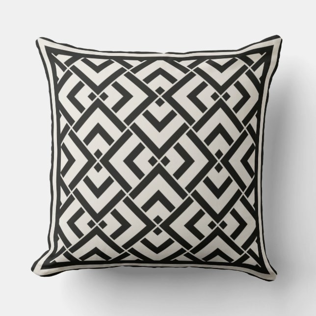 Monochrome art deco pillow print (Front)