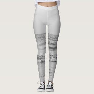 Monochrome Atlantic Ocean Bliss 1 #ocean #art Leggings