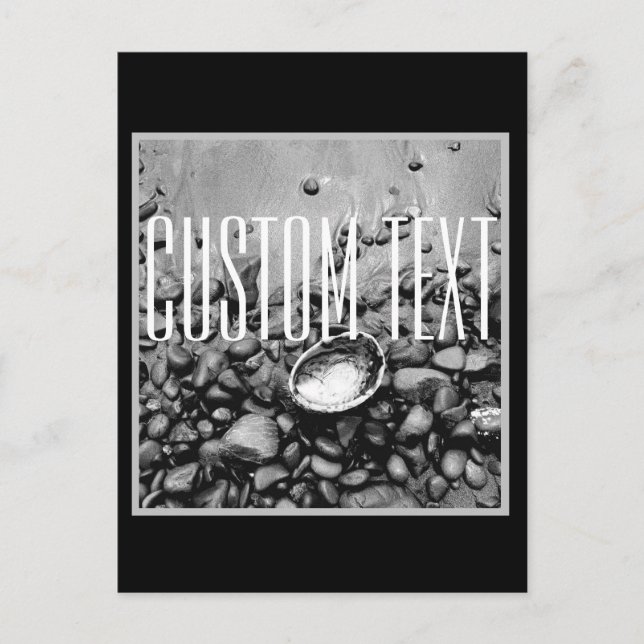 MONOCHROME BEACH PHOTO SHELL STONES SAND CUSTOM  POSTCARD (Front)
