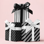 Monochrome Black And White Elegant Patterns Wrapping Paper Sheet<br><div class="desc">Monochrome Black And White Elegant Patterns Wrapping Paper features 3 different black and white pattern designs with dots and stripes. Designed by Evco Studio www.zazzle.com/store/evcostudio</div>