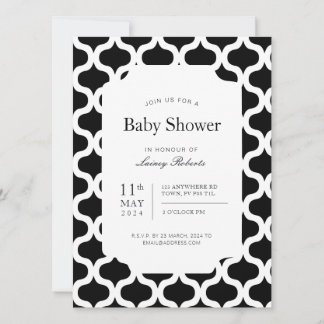 Monochrome Black and White Ogee Geometric Invitation