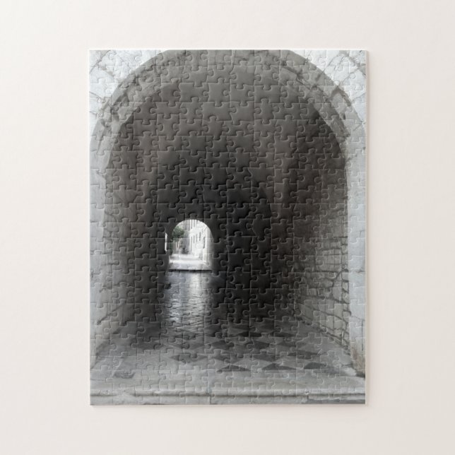 Monochrome Black and White Old City Door Croatia Jigsaw Puzzle (Vertical)